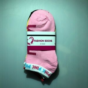 NWT Fashion Socks Women's 3 Pack - Pink Yellow Black - Pink Not Victoria Secret.